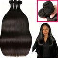 12A Bone Straight Double Drawn 100% Human Hair Bundles Weave Raw Virgin Hair Extensions #1B Natural Black Color Can Bleach For Women