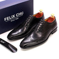 Size 7-12 Handmade Men's Wingtip Oxford Shoes Genuine Calfskin Leather Brogue Dress Shoes Classic Business Formal Shoes for Men