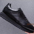 Men's Retro Running Sneakers Black Casual Lace-Up Walking Shoes with Thick Serrated Sole for Business Casual Shoes Men's Shoes