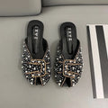 Luxury Fashion Pearl Decor Closed Toe Women's Slippers 2026 New Summer Round Toe Soft Sole Casual Women Shoes Claquette Femme
