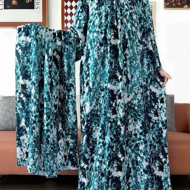 Fashion Women Abaya Embroidered Tie-dye O-neck Cotton | SAMAG