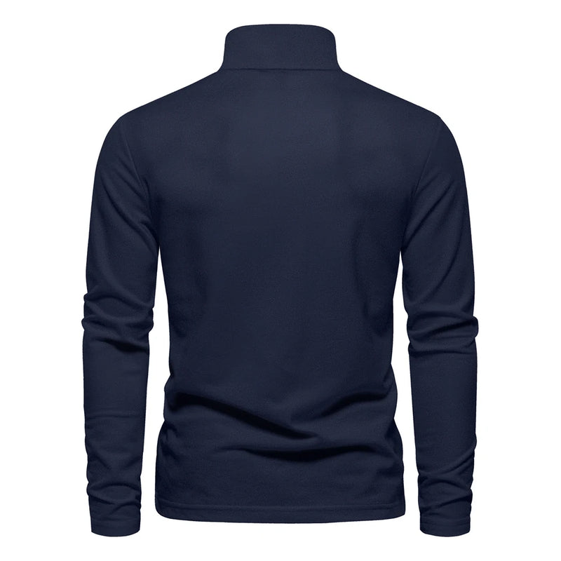AIOPESON Men's Deer Embroidery Polo Shirts Solid Color Long Sleeve Social Business Male - View 2 | SAMAG