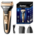 KEMEI 3IN1 GROOMING KIT ELECTRIC SHAVER FOR MEN BEARD HAIR TRIMMER BODY NOSE EAR SHAVING MACHINE FACE RAZOR RECHARGEABLE