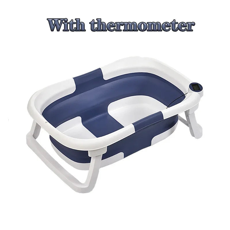 Baby Bathtub Real-time Temperature Silicone Non-Slip Foot Bath Bucket Folding Bathroom With Temperature Sensing