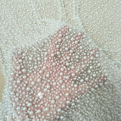 Heavy beading wedding gown dress lace fabric 130cm width | SAMAG