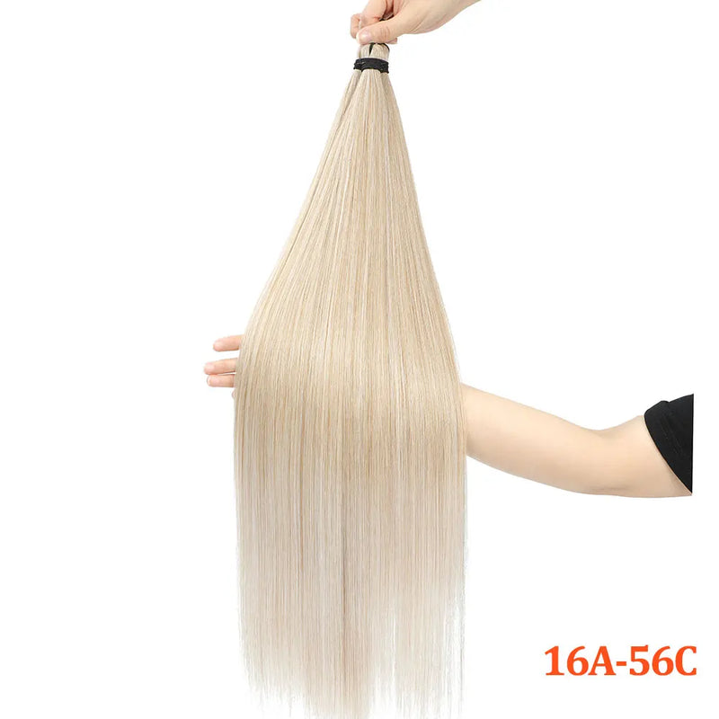 Gladys 28 Inch Crochet Braids Hair 3PCS 300g Synthetic Orange 60MW Ombre Brown T1B-330-276 Straight Braiding Hair Soft Pony Hair