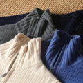 Men 100% Merino Wool Stand-Up Collar Cardigan Casual Knit Business Zipper Coat Autumn Winter Versatile Warm Men Cashmere Jacket