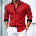 Men's Contrasting Color Trimmed Long Sleeved Formal Shirt | SAMAG