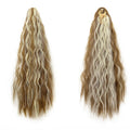 22Inch Synthetic Long Kinky Curly Ponytail Hair Extension Drawstring Wrapped Clip in Hair Black Hairpiecefor Women