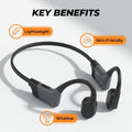 2026 New Bluetooth 5.3 Bone Conduction Headphones Open-Ear Wireless Earphones, 20H Long Battery ENC Mic, Lightweight Sweatproof for Running
