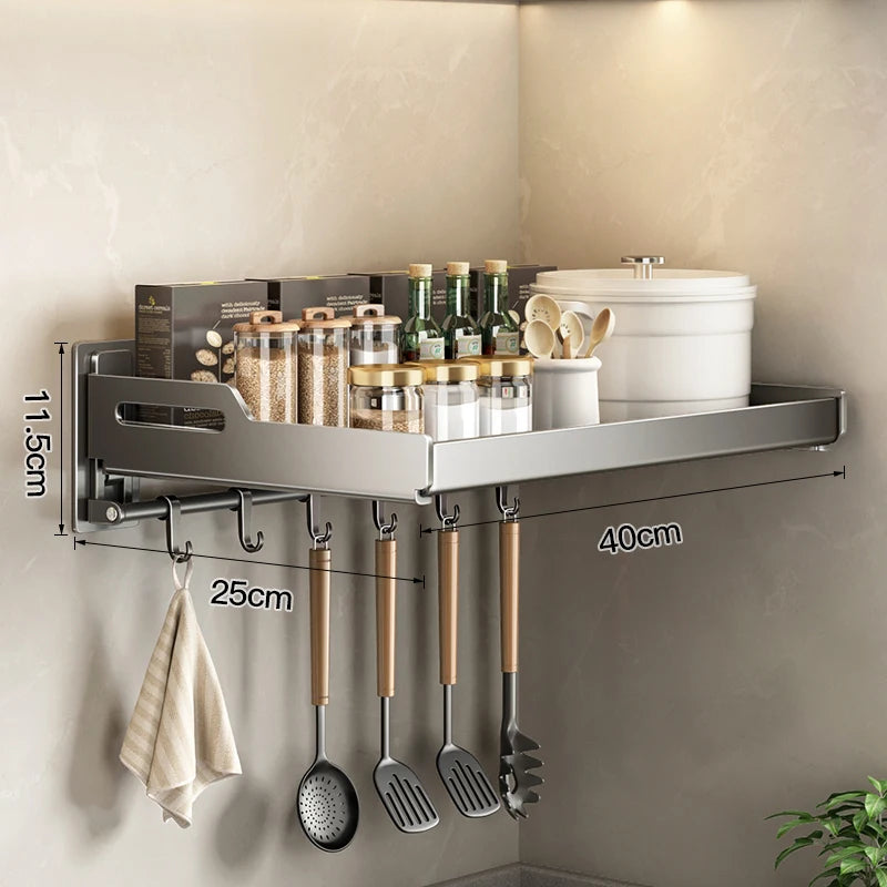 Wall Mounted Kitchen Utensils Organizer Home Spice Rack Box Jar Dish Drying Shelves Storage Supplies - View 12 | SAMAG