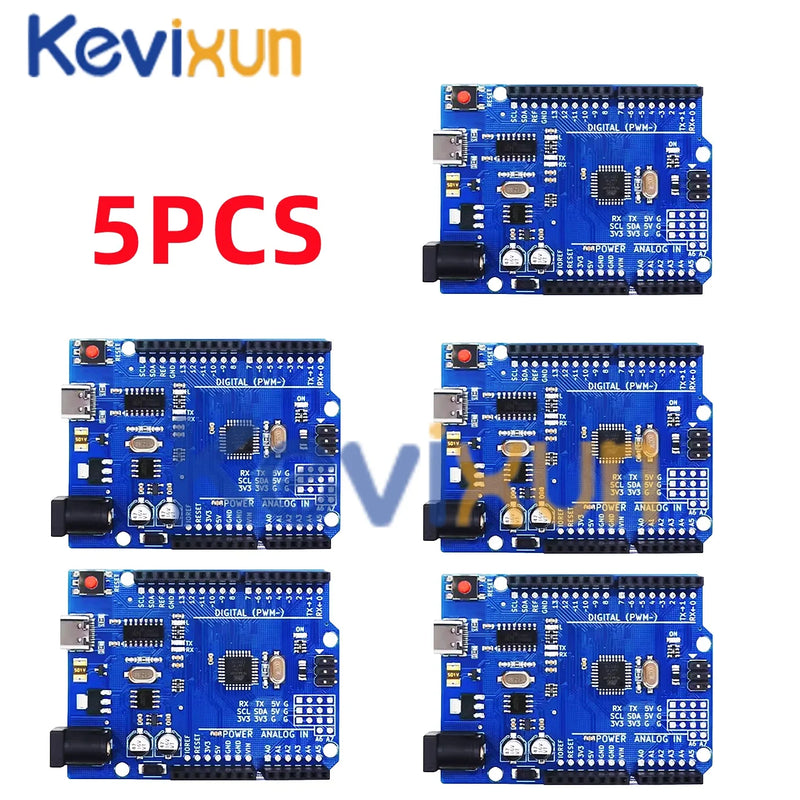 1-10PCS UNO R3 CH340G MEGA328P Chip for Arduino UNO R3 + USB/TYPE-C CABLE ATMEGA328P-AU Development Board 16Mhz