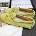 Cow leather womens shoes suede flats bow tie moccasins big size casual shoes size34-44