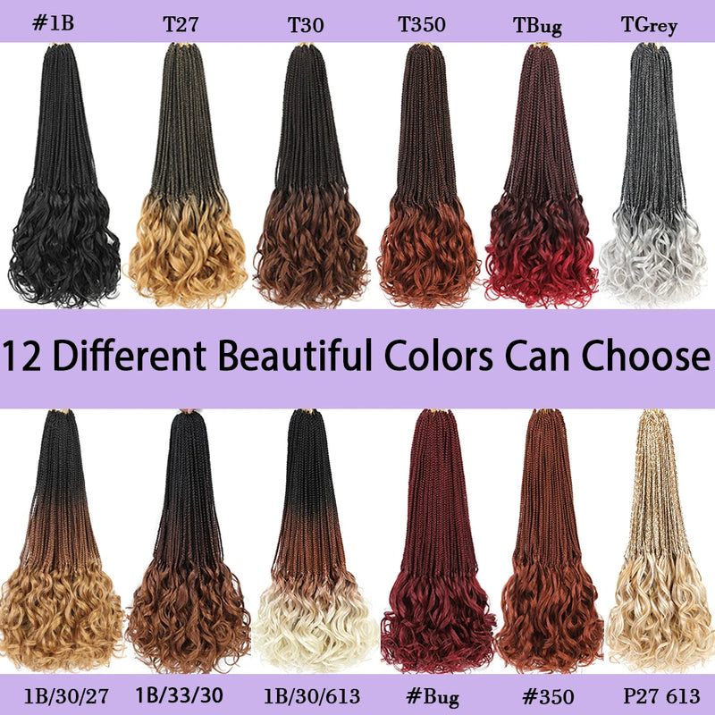 14 18 24 Inch French Curl Crochet Braids 1B 30 27 33 350 613 Bug 12 Colors Ombre Pre Braided Box Braids Crochet French Curl Hair