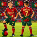 26 Boys Ronaldo No.7 Football Jersey Tee Shorts Set Women | SAMAG