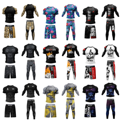 Cody Lundin Durability MMA BJJ Rash Guard Tight Exercise Jogging T - Shirts+Pants 3D Print Compression Boxing | SAMAG