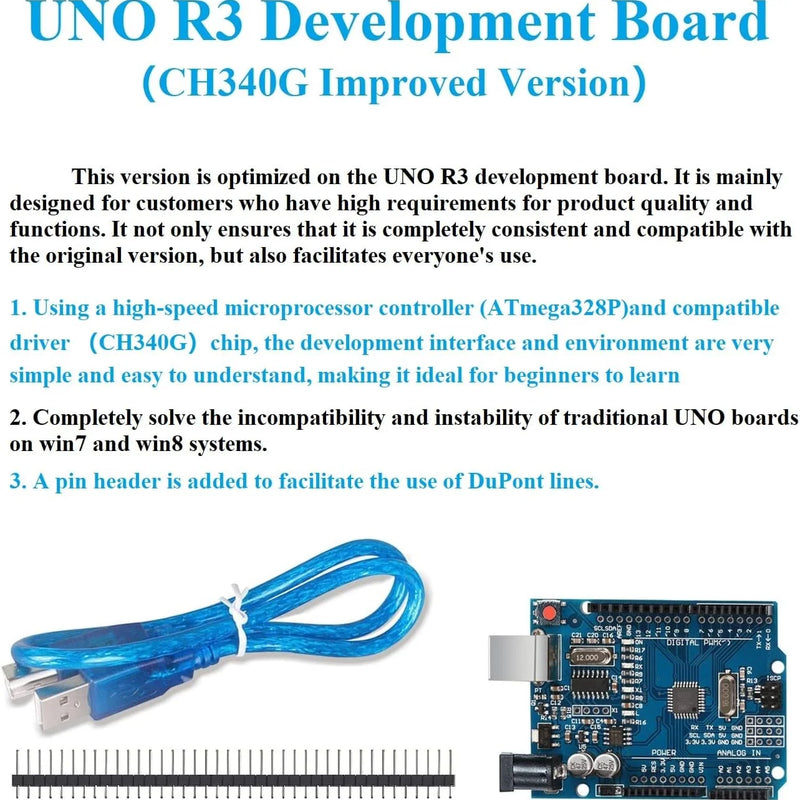 1-10PCS UNO R3 CH340G MEGA328P Chip for Arduino UNO R3 + USB/TYPE-C CABLE ATMEGA328P-AU Development Board 16Mhz