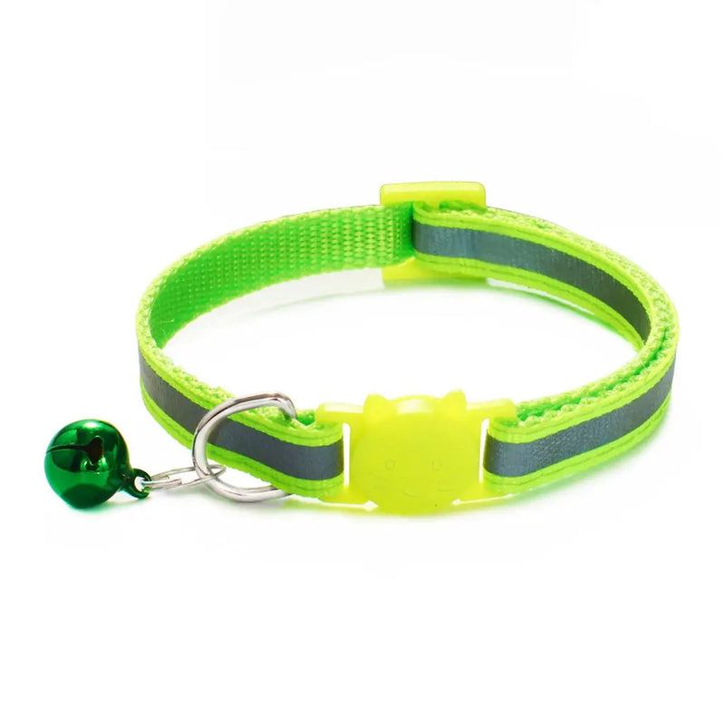 Cute Fashion Adjustable Size Cat Head Pattern Reflective with Bells Cat Collar Pet Accessories Kitten Decor Cat Neck Strap