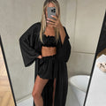 Elegant Brown Satin Nightgown Fashion Crop Top Vest Long | SAMAG