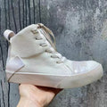 Retro Mixed Color Men Ankle Boots Handmade Genuine Leather High-top Men Sneakers Dark Black Street Style Fashion Men Flat Shoes
