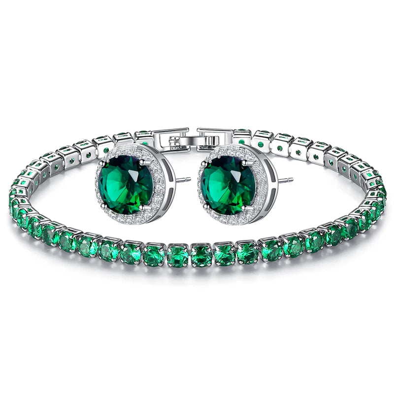 Classic Green AAA Cubic Zirconia Stud Earrings Round Crystal Girl Ear Studs For Women Multicolor Fashion Jewelry brincos AE176