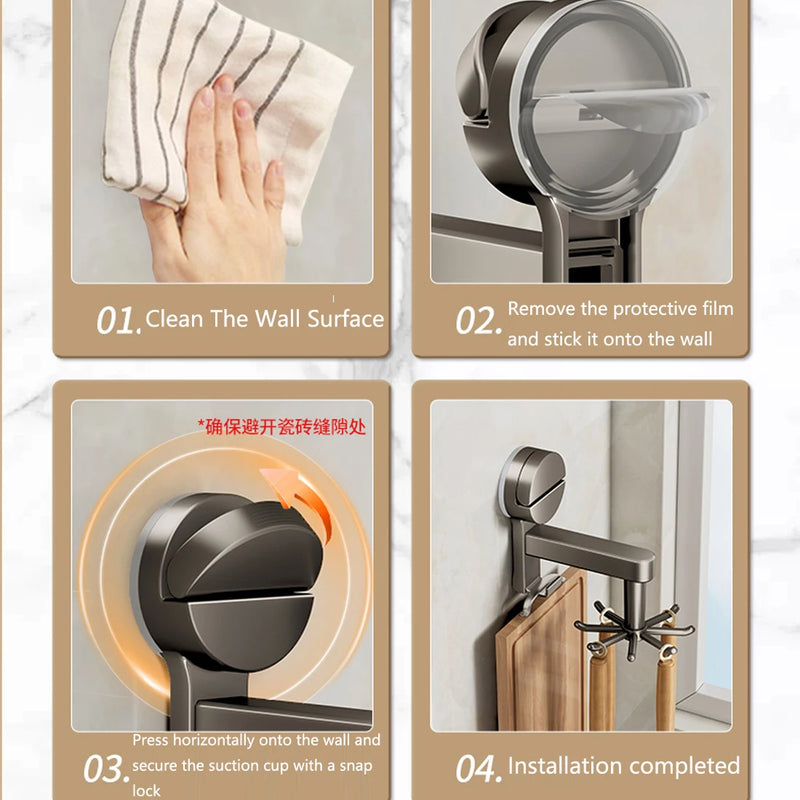 YUTOKO 360 Rotating Suction Cup Hooks Wall Mounted for Kitchen Utensil Organizer Spatula Spoon Holder No - View 6 | SAMAG