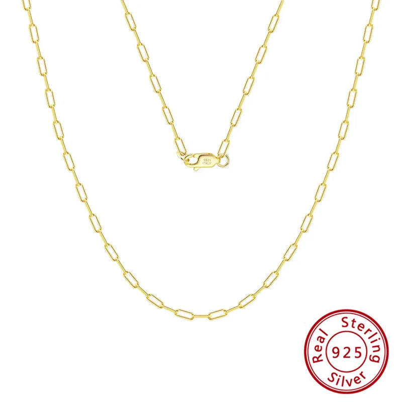 ORSA JEWELS 14K Gold 925 Sterling Silver 1.8mm Paperclip Neck Chain Fashion Link Chain Necklaces for Women Dainty Jewelry SC39