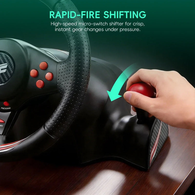 Data Frog Dual Vibration Racing Steering Wheel 270 Rotation Game Driving Wheel with Pedal Gear Shifter for PS5 PS4 PC