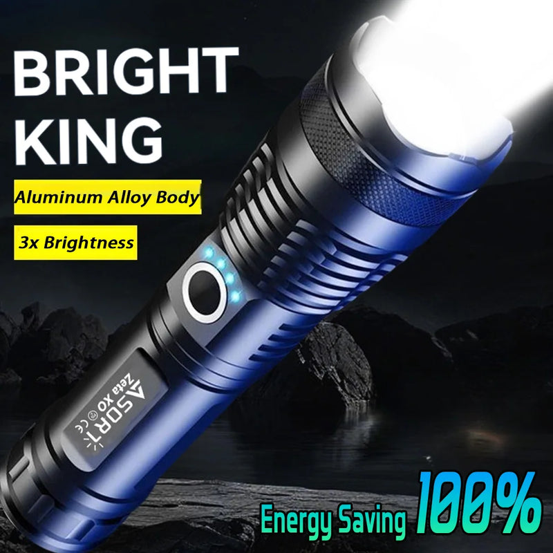 Most Powerful Flashlights High Power XHP70 LED Super Bright Torch USB Rechargeable Zoomable Lantern for Camping Hunting  26650