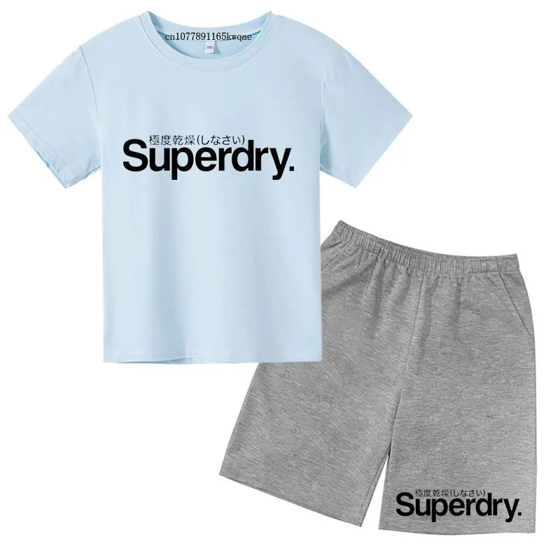 Kids Summer Casual Letter Print Breathable Tees+Short | SAMAG