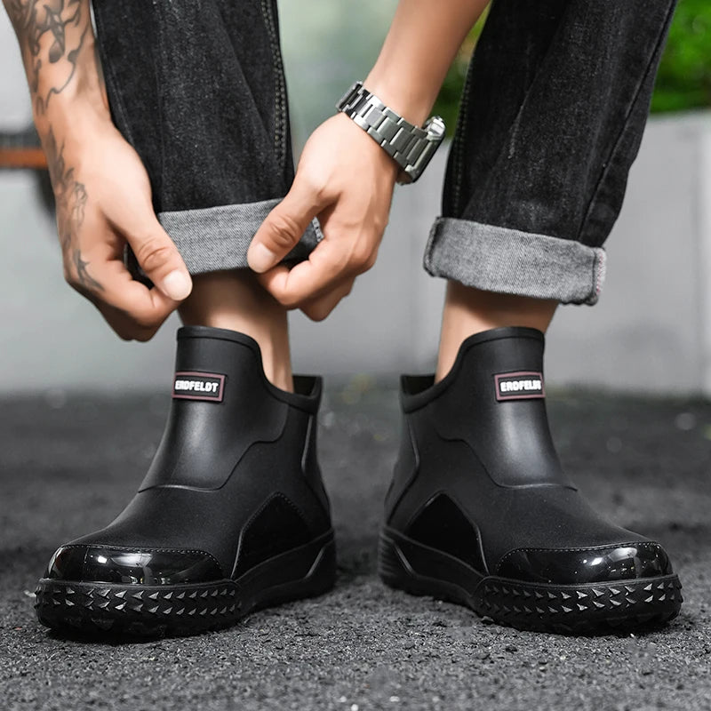 Unisex Short Outdoor Rain Boots, Anti-Slip Wear-Resistant Waterproof Shoes, Casual Wading Boots for Fishing & Work