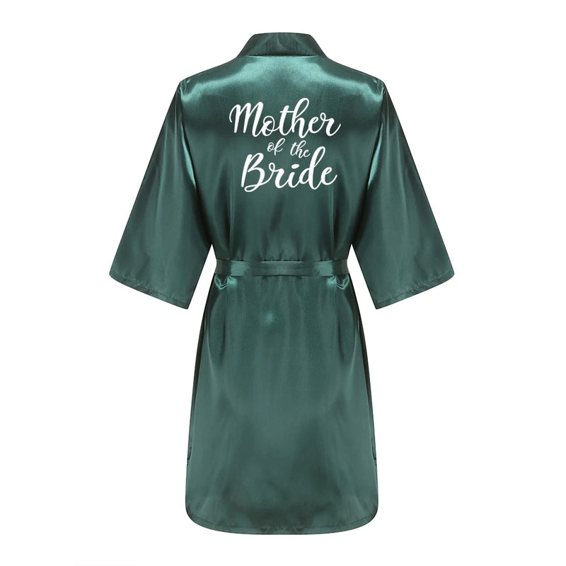 Wedding Party Team Bride Robe With White Letters Kimono | SAMAG
