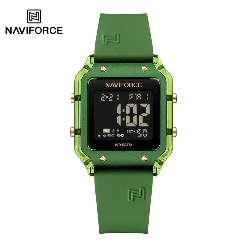 NAVIFORCE New Wristwatch for Women Multifunction Digital Waterproof Auto Date Display Silicone Strap Fashion Luxury Woman's Watc
