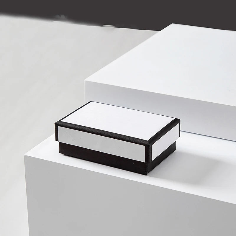 1pcs Kraft Gift Boxes Black White Paper Small Case Cardboard Rings Earrings Bracelet Necklace Jewelry - Visuel 12 | SAMAG