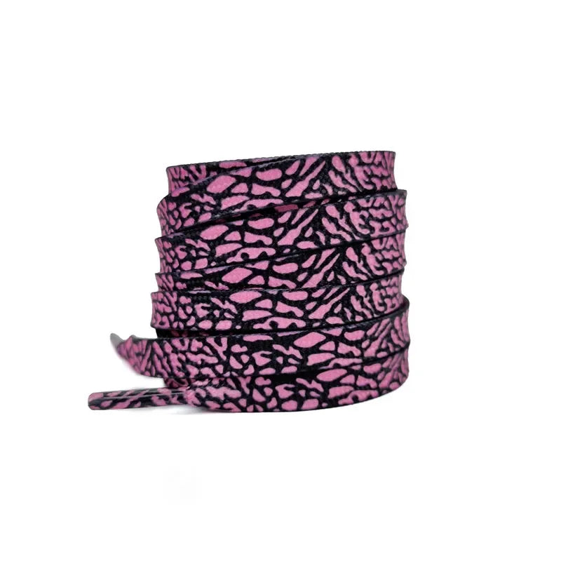Flat Shoelaces for Shoes Burst Crack Texture Rope Leopard Print Shoelace Cement Flame Pink Printing Shoe Laces for Women Man