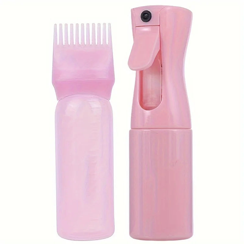 WANMEI 1/2pcs Refillable Continuous Spray Bottles with Root Comb Applicator - Fine Mist Sprayer for Hairstyling Hair Dye Bottle