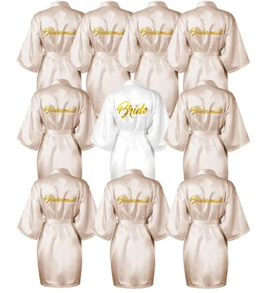 5- Wedding Team Bride Bridesmaid Robe Dressing Gown Satin | SAMAG
