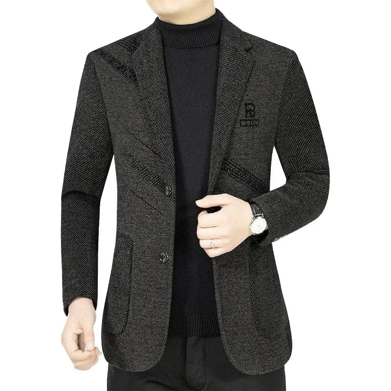 2026 Spring/Summer New Style Cashmere Mid-Aged Men's High-End Casual Suit Father's Wear Suit Single Piece Outerwear