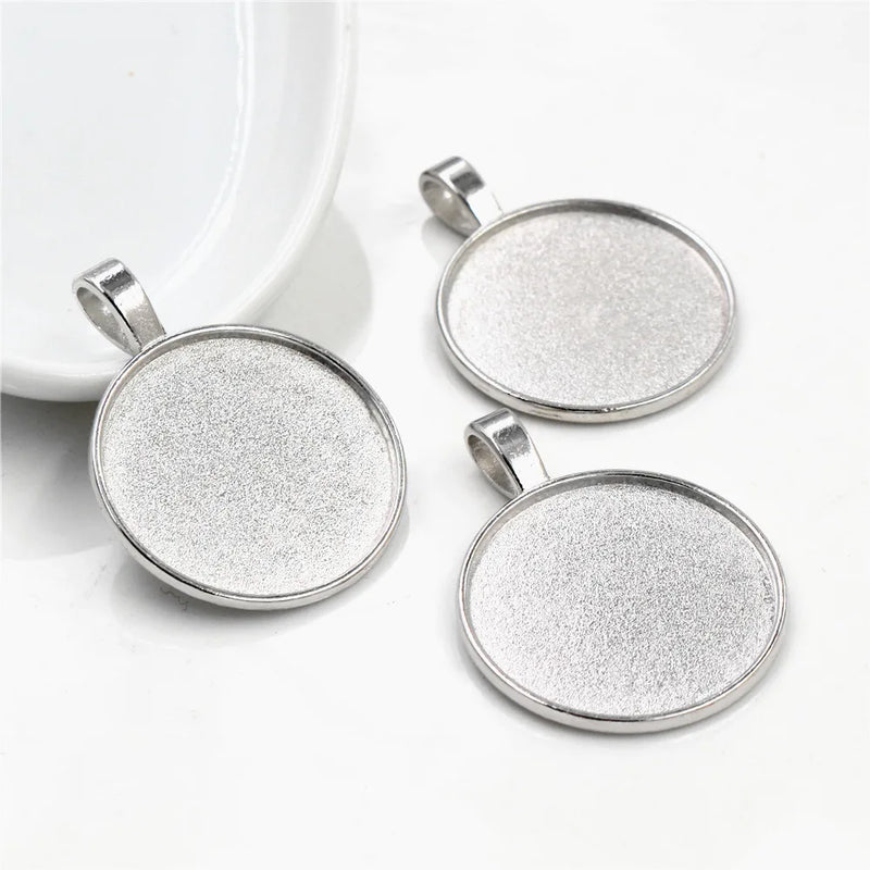 New Fashion 10pcs 25mm Inner Size Multi Colors Plated Classic Simple Style Cabochon Base Setting Charms Pendant