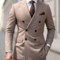 High Quality Brown Men Suits 2024 Double Breasted Bespoke Wedding Suit Peaked Lapel Formal Blazer Slim Fit 2 Piece Jacket Pants