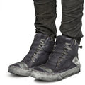 Retro Mixed Color Men Ankle Boots Handmade Genuine Leather High-top Men Sneakers Dark Black Street Style Fashion Men Flat Shoes