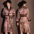 Men Summer Thin Bathrobe High Quality Nightrobes One-Piece Robe Male Loungewear Gents Spring Large Size Ice Silk Printed Pajamas