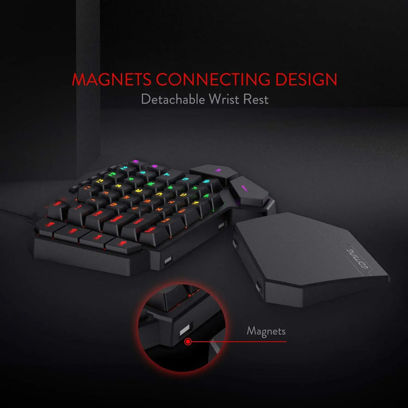 Redragon K585 Wired DITI One-Handed RGB Mechanical Gaming 42 Keys Type-C Gaming Hot-Swappable Wrist Rest Keyboard