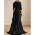 Black Formal Evening Dress Shirt Collar A Line Floor | SAMAG