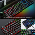Mechanical Feel Gaming Keyboard Light Backlit RGB Wired Keyboard USB Office Home Media Keys Russian Spanish Arabic English