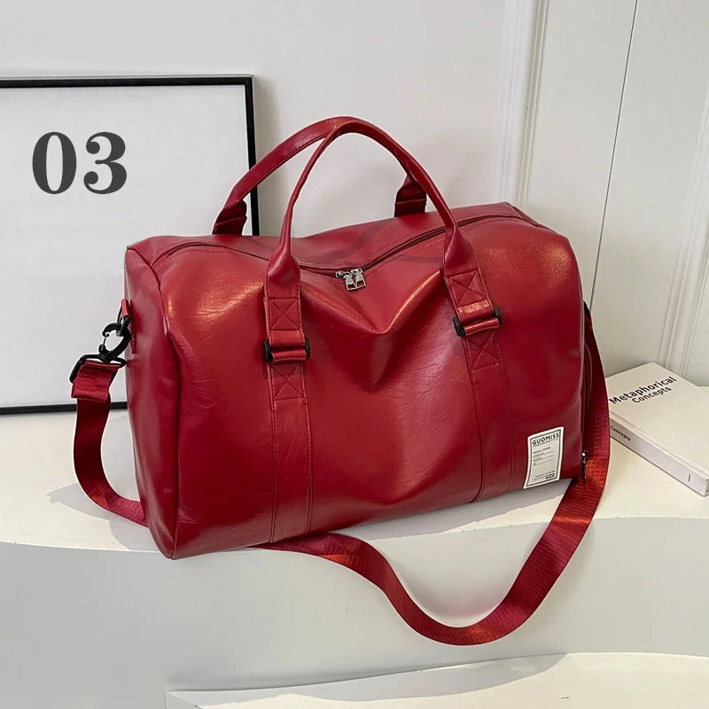 Fashion Leather Duffle Bag With Shoes Packet For Men and Women Luggage Travel Bag Sport Gym Fitness HandBag Mens Shoulder Bag