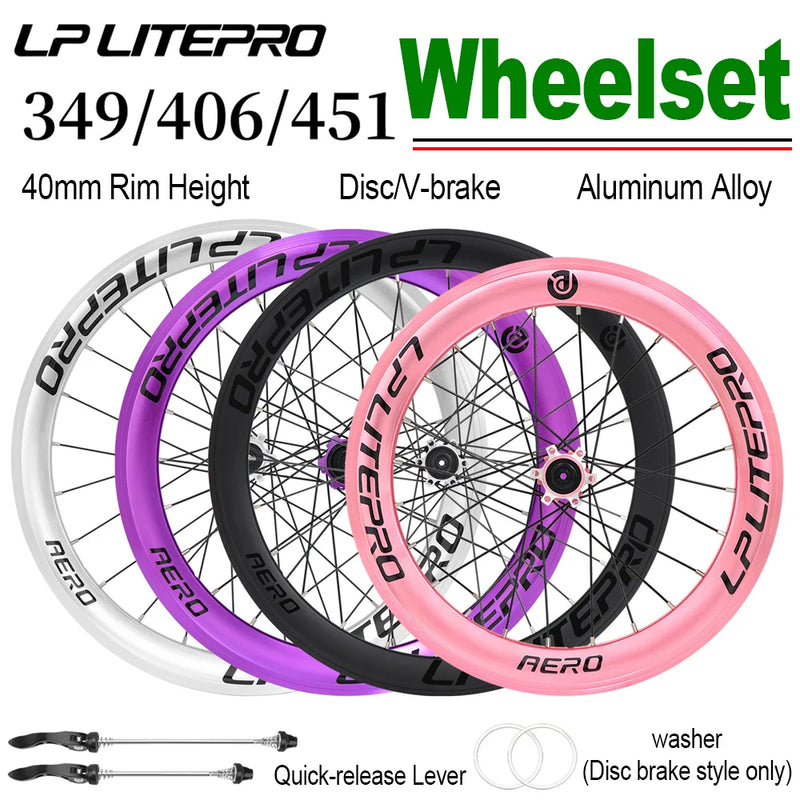 LP LITEPRO AERO Folding Bike Wheel Sets, 20 - inch 406/451 - View 2 | SAMAG