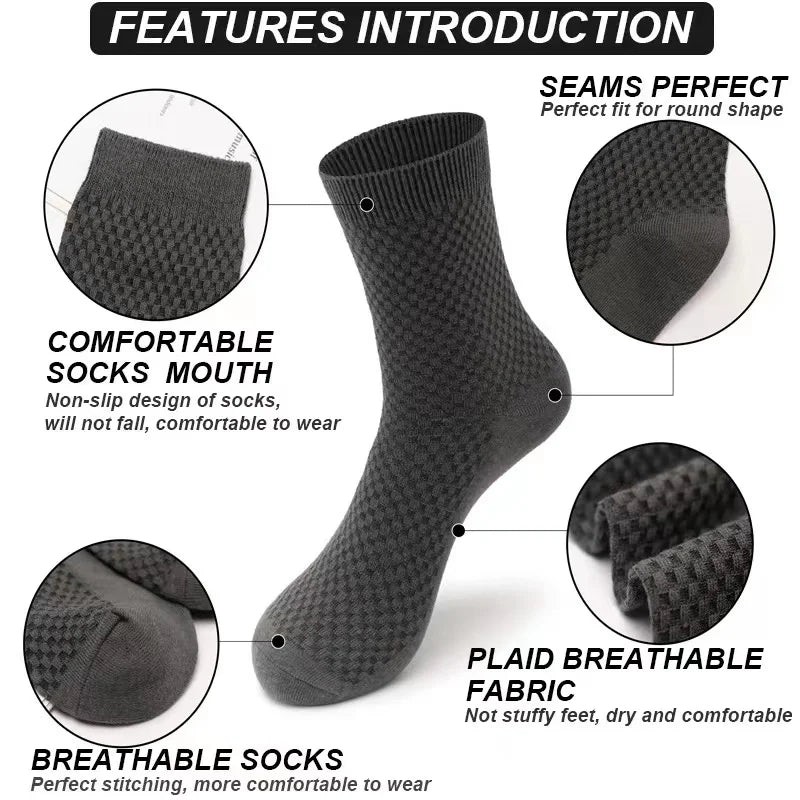 10Pairs/Lot Men's Bamboo Socks Comfortable Breathable | SAMAG