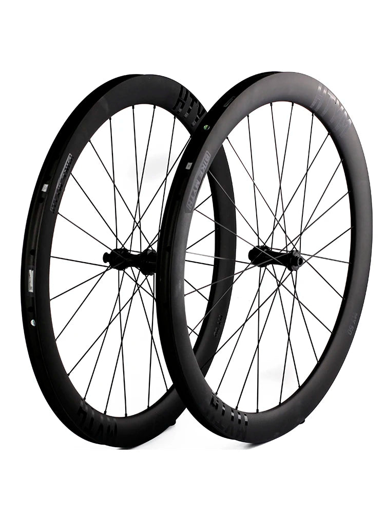 BIKE MYTH TCW50 Carbon Fiber Road Disc Brake Wheelset 50mm High Rim Aerodynamic Compatible with Tubeless Tires 700C Carbon Wheel