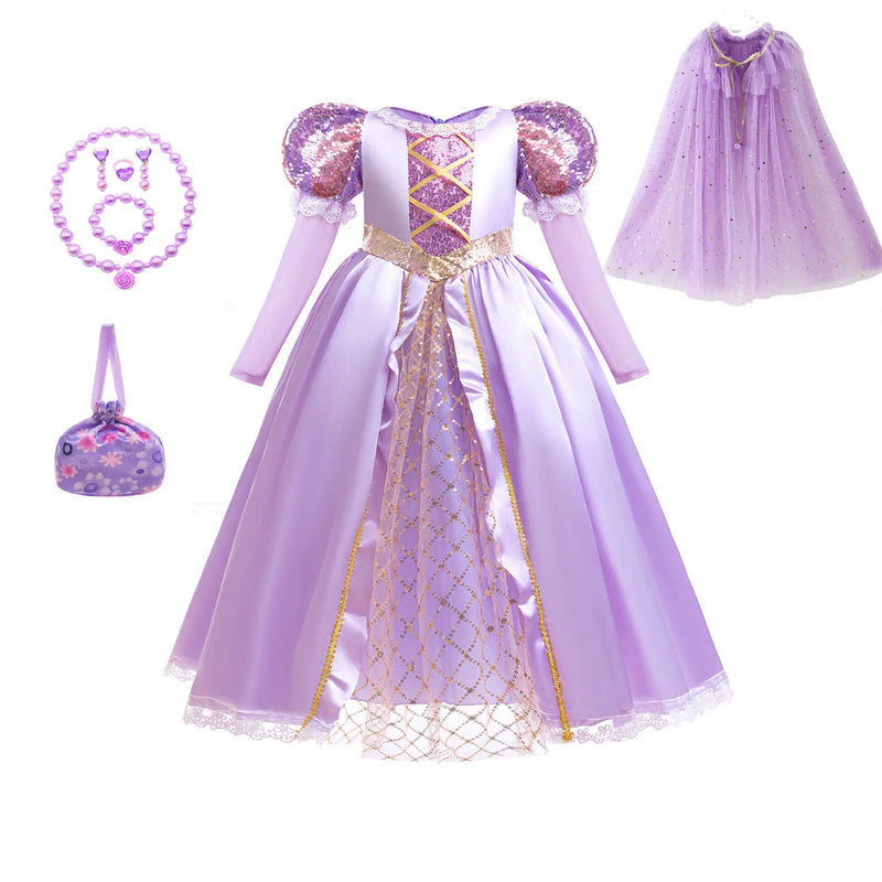 Rapunzel Dress for Princess  Tangled Cosplay Costume Halloween Cosplay Christmas Carnival Birthday Party Fancy